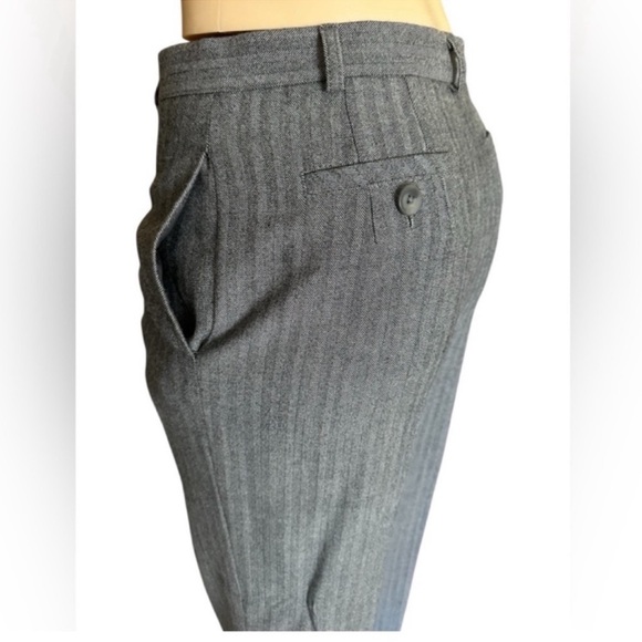 Vintage Stylish Talbots Wool Blend Gray Women’s Striped Straight Leg Trousers - Picture 5 of 13